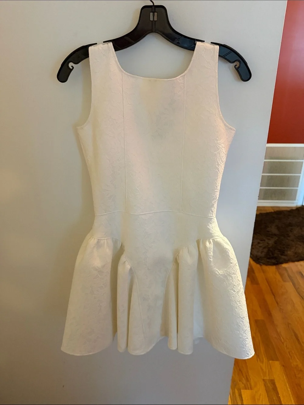 River Island White Textured Button-Front Peplum Dress